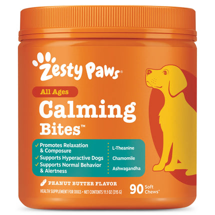 Zesty Paws Calming Chews for Dogs - Dog Calming Supplement, PB , 90 Ct