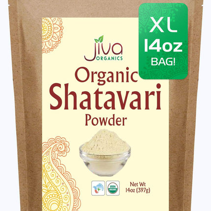 Jiva Organics Organic Shatavari Powder 14 Ounce Bulk Bag - Asparagus racemosus - Pure Ayurvedic Herb