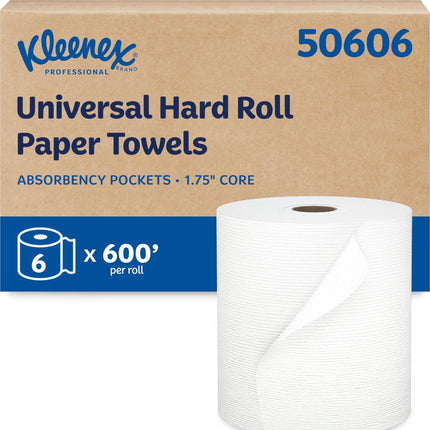 Kleenex Professional Hard Roll Paper Towels, Bulk, 6 Rolls x 600' (50606)