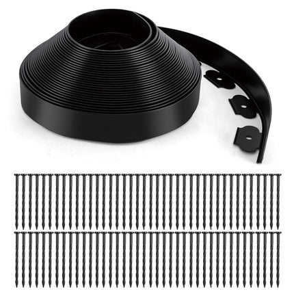 Landscape Edging, 3" x 66' Garden Edging, No Dig Edging for Landscaping with 80 Pcs Anchoring Spikes, Flexible Landscape Border Edging for Landscaping, Yard Lawn, Flower Beds(Black)