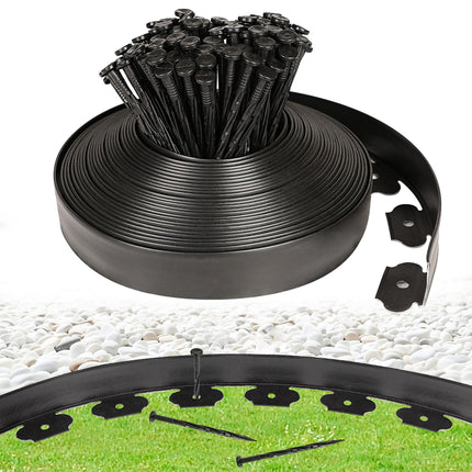 JERIA 2 Inch Tall 66 FT Garden Edging Kit with 90pcs Spikes, Plastic Edging for Landscaping