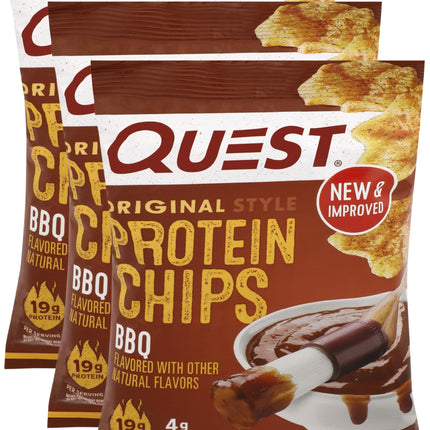 Quest Nutrition Protein Chips, BBQ, 22g Protein, 3g Net Carbs, 130 Cals, 1.2oz Bag, 1 Count, High Protein, Low Carb, Gluten Free, Soy Free, Potato Free (Pack of 3)
