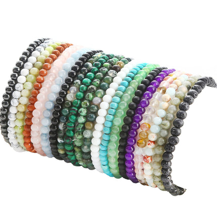 FIRAZIO 20Pcs 4mm Gemstone Beaded Bracelets for Women Mens