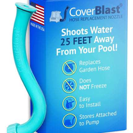 CoverBlast Pool Cover Pump Attachment - USA-Made & Patented Pool Cover Pump Hose Alternative w/ 25ft. Range - Easy-To-Install & Use Year-Round - Replaces Traditional Hoses (Light Blue)