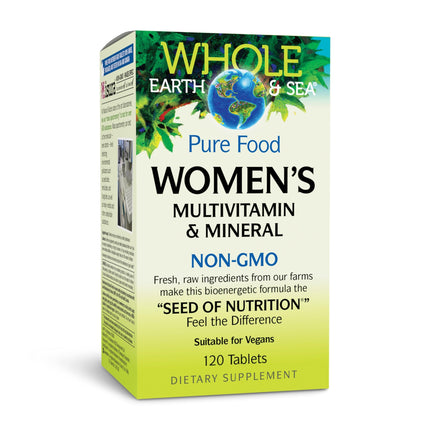 Natural Factors Whole Earth & Sea Women's Multivitamin & Mineral - Daily Whole Food Supplement with Iron, Vitamin C & More - Vegan, Non-GMO & Gluten-Free - 120 Tablets (60 Servings)