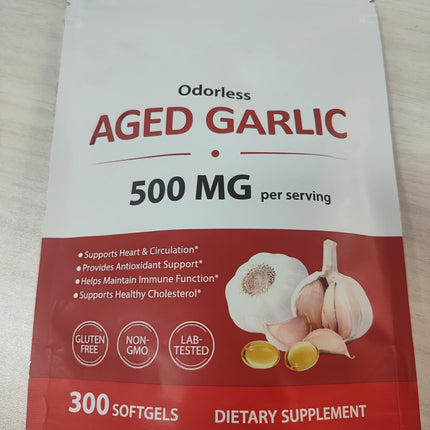 Akeeronn Odorless Aged Garlic Extract Capsules 300 Count, 500mg Organic Aged Garlic Supplement for Heart, Traditional Herbal Support, 2-Year Matured for Overall Wellness, Non-GMO, Gluten Free
