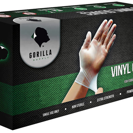 GORILLA SUPPLY Large Vinyl Gloves, Clear, Unisex, Disposable, 1000 Count