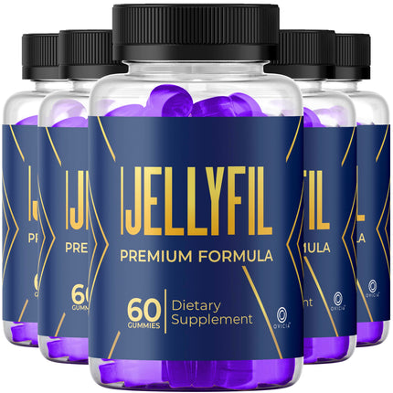 (5 Pack) Jellyfil Gummies - Official Jellyfil Gummys with All Natural Ingredients, Advanced JellyFil Maximum Strength Vitamins Formula for Wellness & Overall Health Support, 300 Gummies for 5 Months