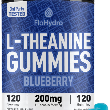 FloHydro L-Theanine Gummies | 200mg L Theanine per Serving | 120 Servings | Zero Sugar | 3rd-Party Lab Tested
