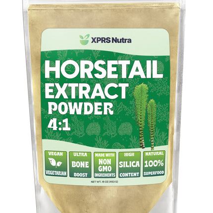 XPRS Nutra Horsetail Extract Powder for Hair, Nails, and Bones - High Potency Horsetail Root Powder - High Silica Content for Maximum Results - Vegan Friendly Horstail Extract (16 oz)