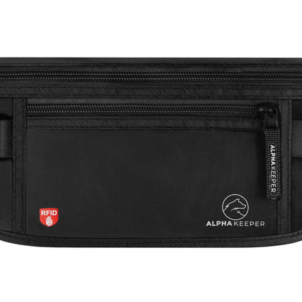 Alpha Keeper Money Belt for Travel Hidden Under Clothes – RFID Blocking Passport Holder & Slim Waist Wallet Pouch for Women & Men, Anti-Theft Travel Accessories