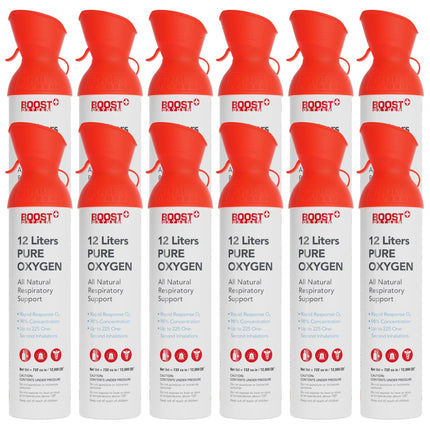 Boost Oxygen Extra-Large Rapid Response 12L Canister | Respiratory Support for Aerobic Recovery, Altitude, Performance & Health (12 Pack)
