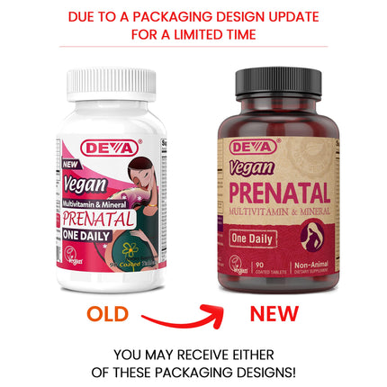 DEVA Vegan Vitamins Prenatal Multivitamin & Mineral - One Daily - 90 Vegetarian Tablets - Pack of 2