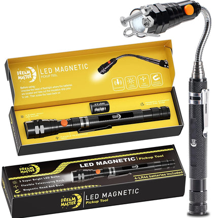 Dad Gifts, Magnetic Pickup Tool Telescoping Magnet Flashlight, Fathers Day Gift, Birthday Gifts for Men, Dad, Father, Women, Him, Teen Boys, Mechanic, Boyfriend, Graduation Gifts, Black