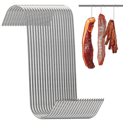 Pack of 20 Meat Hooks Stainless Steel Meat Hooks 180 mm S Hooks Large Smoking Hooks Butcher Hooks S-Shaped Hooks Meat Hook S-Hooks for Meat Processing Smoking Chicken Rib Smoking Hunting Butcher Shop