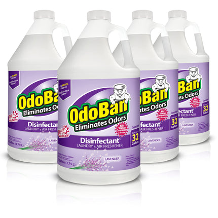 OdoBan Disinfectant Concentrate and Odor Eliminator, Made in the USA, Lavender Scent, 4 Gallons