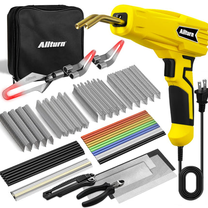 Allturn Plastic Welder, 2 in 1 Plastic Welding Kit, Hot Staples Weld Gun, Car Bumper Repair Kit for Most Plastics, Patent Number D970324(Yellow)