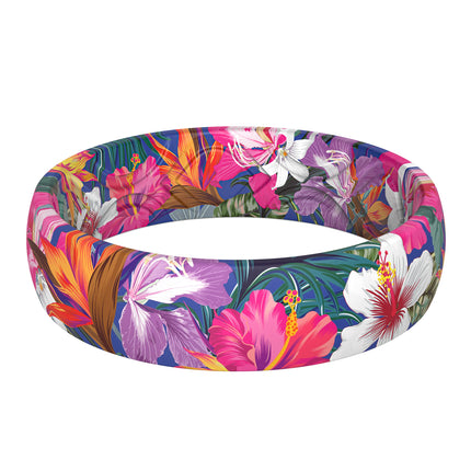 ThunderFit Silicone Wedding Bands for Women, Breathable Printed Design