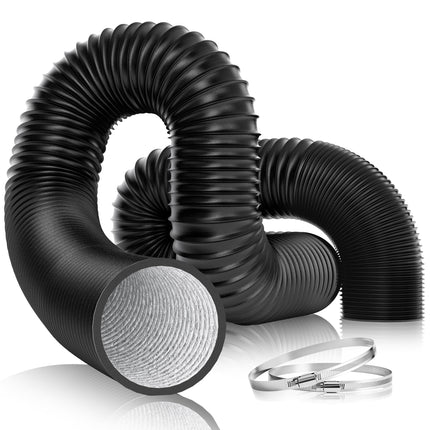 VIVOSUN 4'' Flexible Aluminum Duct, 25 FT Long Heavy-Duty Multi-Layer Air Hose for HVAC Ventilation, Dryer Vent Hose for Grow Tents and Duct Fan Systems, 2 Clamps Included