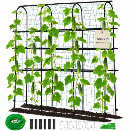 OTOSUNNY 72"x72" Garden Arch Trellis for Climbing Plants, Black