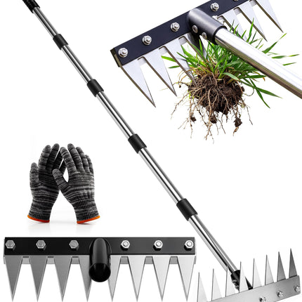 Weeding Rake Puller Tool for Garden,Heavy Duty Iron Weed Puller Cutter Tool