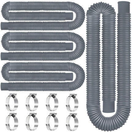 Btanadi 1.5" x 59" Above Ground Pool Hoses Heavy Duty, Replacement Hose Leak-Proof for Filter Pumps & Salt Systems, Pool Hoses for Above Ground Pools with 8 Metal Clamps（Gray,4Pcs)