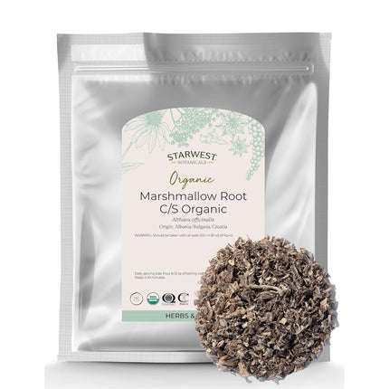 Starwest Botanicals Organic Marshmallow Root - Dried Herb for Tea, Loose Leaf Root Herb, Cut & Sifted, Certified Kosher, Non-GMO - Bulk 1 lb Bag