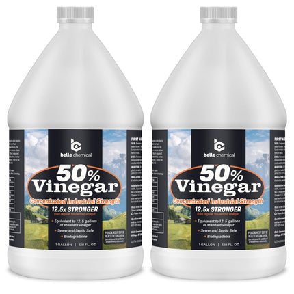 Belle Chemical 50% Pure Concentrated Vinegar - 125x Stronger - Indoor and Outdoor Cleaner (256 Fl Oz)