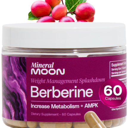 Mineral Moon Premium Berberine Supplement Body Composition, 60 Capsules - with Cissus Quadrangularis & Berberine Phytosome - Supports Overall Wellness