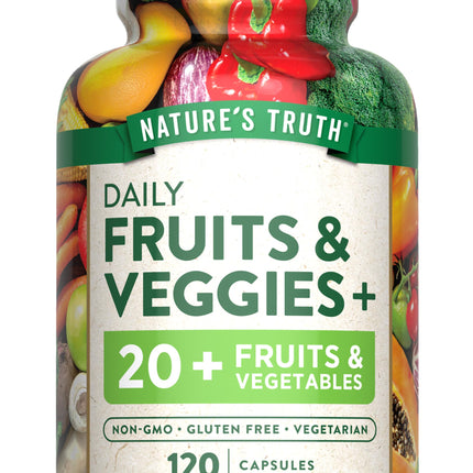 Nature's Truth Fruit and Veggies Supplement | 120 Vegetarian Capsules | 20+ Fruits & Vegetables | Vegetarian, Non-GMO, and Gluten Free Supplement