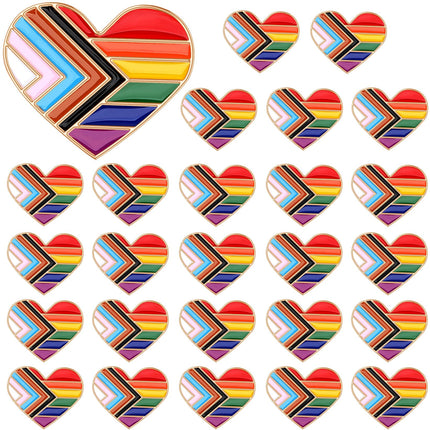 SANNIX 60Pcs Heart Progress Pride Flag Pin, Rainbow Lapel Pins Rainbow
