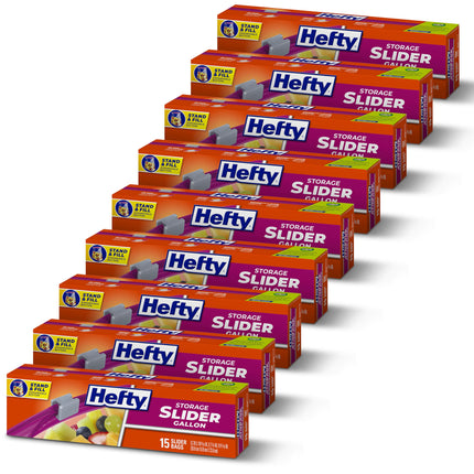 Hefty Slider Kitchen Storage Bags, Gallon Size, 66 Count (Pack of 4)