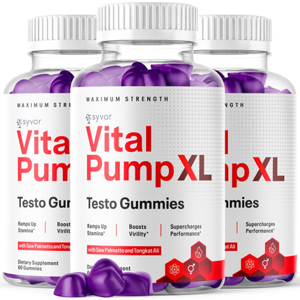 (3 Pack) Vital Pump XL Gummies, Official VitalPumpXL Gummys with All Natural Ingredients, Advanced Formula Support Supplement with Max Strength Premium Vitamins for Your Active Lifestyle (180 Gummies)