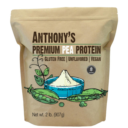 Anthony's Premium Pea Protein, 2 lb, Plant Based, Gluten Free, Unflavored, Vegan, Keto Friendly, Made from Peas