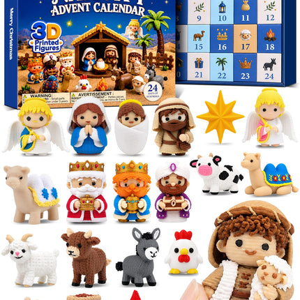 Nativity Advent Calendar 3D Printed Nativity Set Toys Gift for Toddler Kids