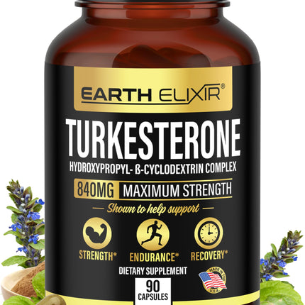 Turkesterone 840 mg – Natural Testosterone Support - 100% Pure Turkesterone Supplement for Men & Women - Ajuga Turkestanica Extract - Made in USA & 3rd Party Tested for Strength, Energy & Vitality