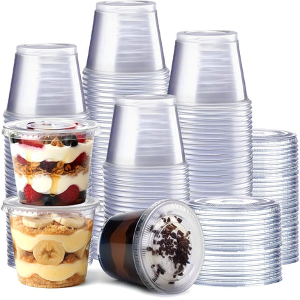GUSTO 5.5 oz. Plastic Cups with Lids [200 Count] Desserts Containers
