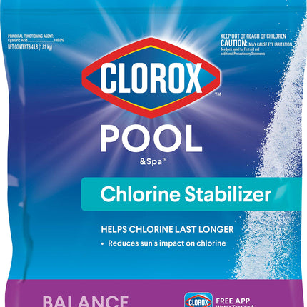 Clorox® Pool&Spa™ Swimming Pool Chlorine Stabilizer, Helps Chlorine Last Longer, Saltwater Pool Compatible, 4LB (Pack of 1)