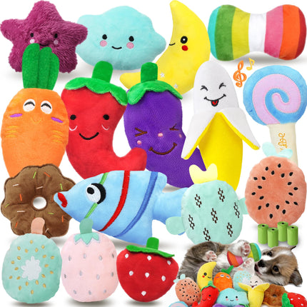 QTwoof 20-Pack Plush Squeaky Dog Toys for Small Dogs