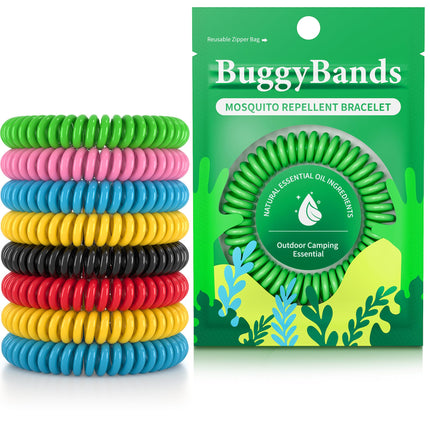 BuggyBands Mosquito Bracelets, 36 Pack Individually Wrapped Wristbands, DEET Free, Natural and Waterproof Bands, Camping Travel Essentials