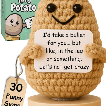Funny Friendship Gift - Tiny Potato Crochet With 30 Sassy Messages for Women Friends Bestie Coworker Sister - Best Friend Birthday Gifts for Women, Emotional Support Encouragement Present Idea for Her