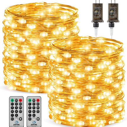 Minetom 66 Feet 200 LEDs USB Fairy String Lights with Remote, Copper Wire Starry Lights for Bedroom Wall Ceiling Christmas Tree Wreath Craft Wedding Party Decoration, Warm White