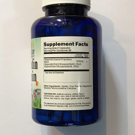 Hesperidin Diosmin 180 Capsules 50mg/450mg - (Non-GMO, Gluten Free) Promotes Lymphatic Drainage & Supports Circulation - Made in USA - Vitamins Because