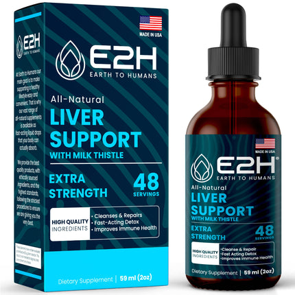 Liver Cleanse Detox & Repair - Herbal Liver Support Milk Thistle Supplement - Silymarin Milk Thistle Supplements with Dandelion Root, Chanca Piedra, Turmeric Root & Artichoke Extract - 2 Fl Oz by E2H