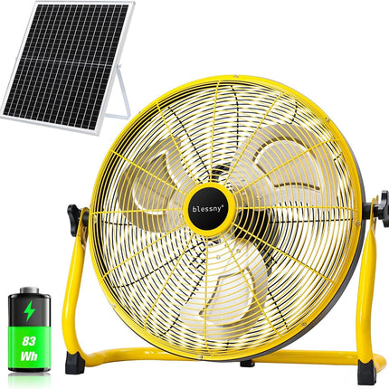 blessny 18" Large Solar Rechargeable Floor Fan for Home Gazebo Greenhouse