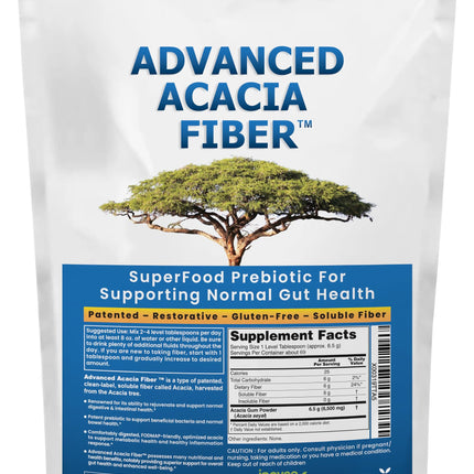 Advanced Acacia Fiber Powder 16oz Organic Soluble Fiber Leaky Gut Repair Powder. Natural Supplement for Gut Health, Regularity, Digestive Rejuvenation