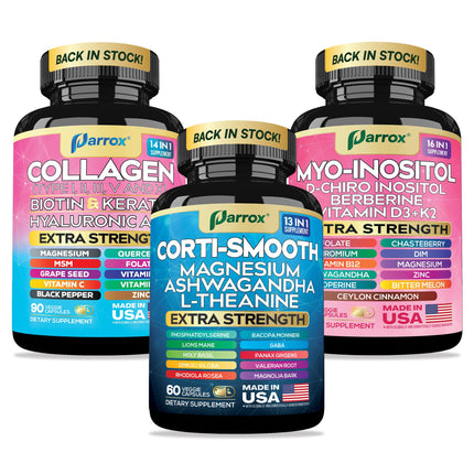 Parrox Collagen, Myo-Inositol & Cortisol Bundle, Berberine, She Shines Set