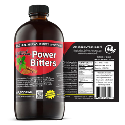 Amenazel Organic Power Bitters, 16 fl oz.