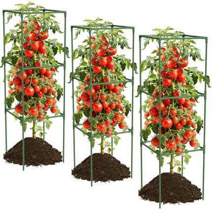 3 Pack Tomato Cages, 48'' Tall Tomato Plant Stakes Support for Raised Garden Bed Tomato, Square Trellis Cages for Garden Climbing Vegetables Flowers Fruits