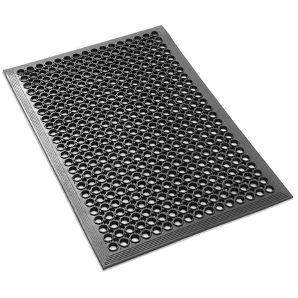 GRIDMANN Rubber Floor Mat, 36" x 24" Anti-Fatigue Drainage Mat, Non-Slip and Grease Resistant for Restaurants, Commercial Kitchens, Bar Floors, Black